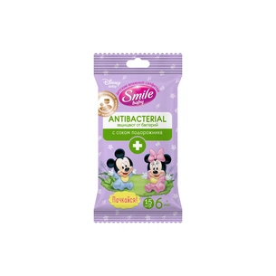 Дитячі вологі серветки Smile baby Antibacterial 6 пачок по 15 шт. (42116102) зображення 1