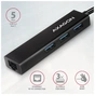 Концентратор AXAGON USB-C to 3xUSB-A + RJ45 0.2m metal black (HMC-GL3A) - зменшене зображення 2