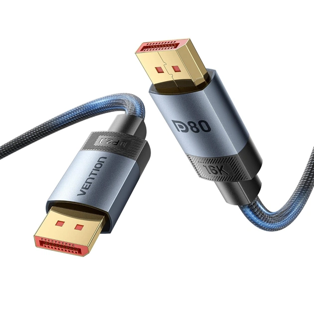 Кабель мультимедійний DisplayPort M to DisplayPort M 1.5m 16K60Hz/8K240Hz fabric gray Vention (HGCHG) - зображення 1