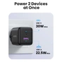 Зарядний пристрій Ugreen USB + USB-C GaN 30W X516 black (65014) - зменшене зображення 2