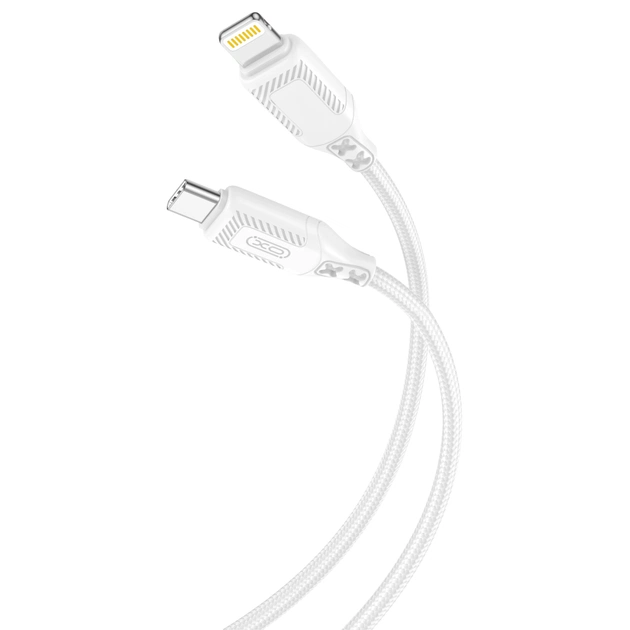 Дата кабель USB-C to Lightning 1.0m 27W braided XO (NBQ236A_White) - зображення 1