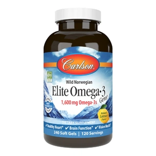 Жирні кислоти Carlson Омега-3, Смак Лимона, Elite Omega-3 Gems, 240 желатинових ка (CAR-01713) зображення 1