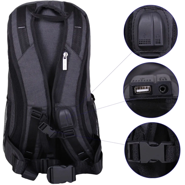 Рюкзак для ноутбука Bagland 15.6" Granite 23L black/gray 0012069 (7072175) - picture 7