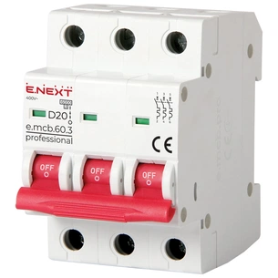 Автоматичний вимикач E.NEXT 3-п e.mcb.pro 20А D ( 6кА) (p0710013) зображення 1