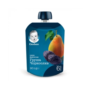 Дитяче пюре Gerber Груша і чорнослив 90 г (7613036346375) зображення 1