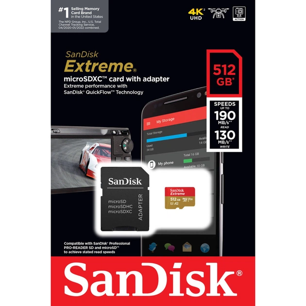 Карта пам'яті SanDisk 512GB microSD class 10 UHS-I U3 V30 Extreme (SDSQXAV-512G-GN6MA) - picture 5