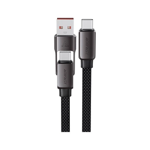 Дата кабель USB-C + USB-A to USB-C 1.2m 3.0A zink alloy C13-04 Black Acefast (6974316282334) зображення 1