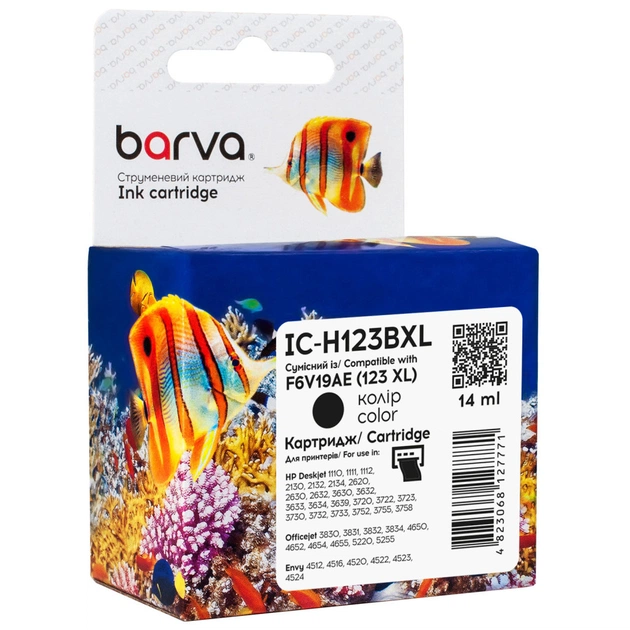 Картридж Barva HP 123XL black/F6V19AE, 14 мл (IC-H123BXL) - изображение 1