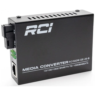 Медіаконвертер RCI 1G, 20km, SC, RJ45, Tx 1550nm standart size metal case (RCI502W-GE-20-B) изображение 1