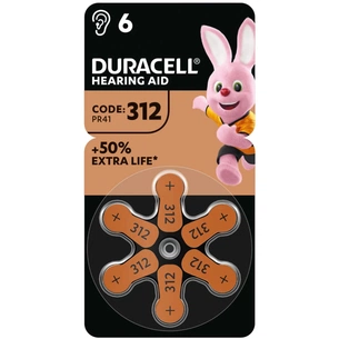 Батарейка Duracell для слухових апаратів розмір 312, 6 шт. в упаковці (5007516/5011449) изображение 1