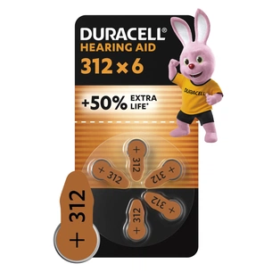 Батарейка Duracell для слухових апаратів розмір 312, 6 шт. в упаковці (5007516/5011449) зображення 1