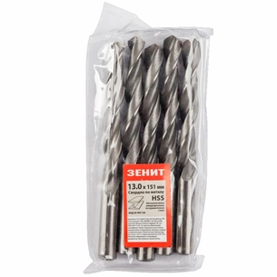 Свердло Зеніт HSS по металу 13.0х151 мм (5 шт) (30300130) зображення 1