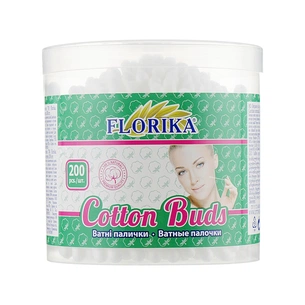 Ватні палички Florika В пластиковій банці 200 шт. (4820194350493) зображення 1