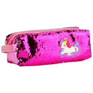 Пенал Cool For School 2 відділення з паєтками та аплікацією Фіолетовий (CF6615-purple) зображення 1