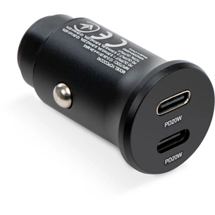 Зарядний пристрій Vinga 40W PD 2xUSB-C (20W+20W) Car Charger (VCPCCCC40) зображення 1