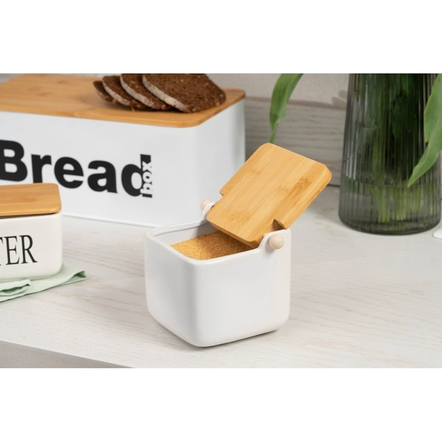 Цукорниця Ardesto Midori 12х12х11см, 840мл, кераміка, бамбук, біла (AR0907W) - picture 9