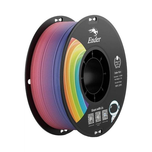 Пластик для 3D-принтера Creality PLA+ 1кг, 1.75мм, rainbow (3301010314) - зображення 1
