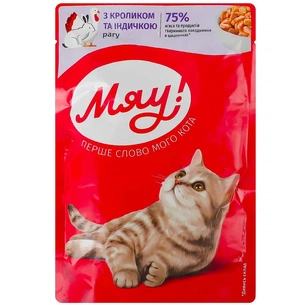 Вологий корм для кішок Мяу! Рагу з кроликом та індичкою 85 г (4820269142619) зображення 1