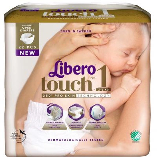 Підгузки Libero Touch 1 (2-5 кг) 22 шт (7322541070230) - зображення 1