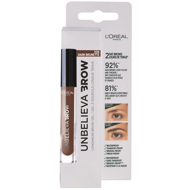 Гель для брів L'Oreal Paris Unbelieva Brow Gel 108 - Темно-коричневий 3.4 мл (3600523674626) - picture 1