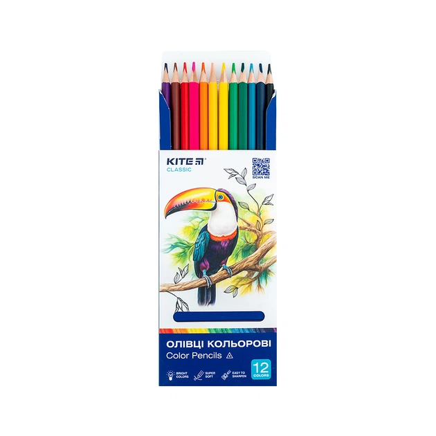 Олівці кольорові Kite Classic тригранні, 12 кольорів (K-053) - picture 4