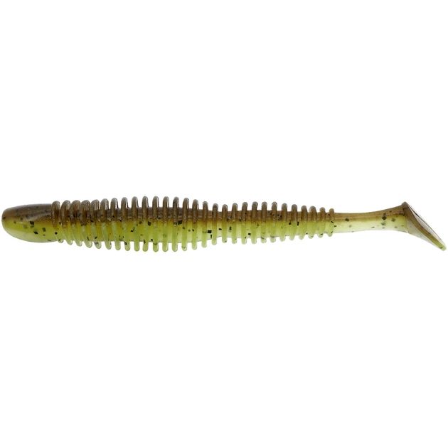 Силикон рыболовный Reins Bubbling Shad 4" B08 Green Pumpkin Chart Melon (6 шт/уп.) (1552.08.44) - изображение 1