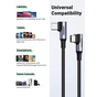 Дата кабель USB-C to USB-C 1.0m 100W (20V/5A) 90° corner braided black UGREEN (70696) - зменшене зображення 7