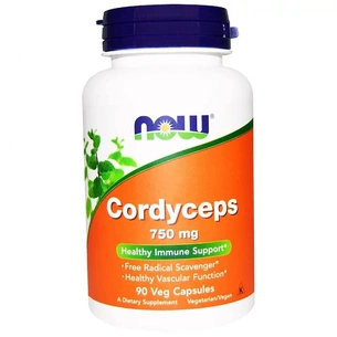 Травы Now Foods Грибы Кордицепс, 750 мг Cordyceps, 90 капсул (NOW-03005) изображение 1