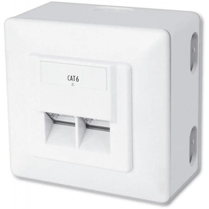 Комп'ютерна розетка Digitus 2xRJ45 STP, cat. 6, для відкритої проводки (DN-9006-N) зображення 1