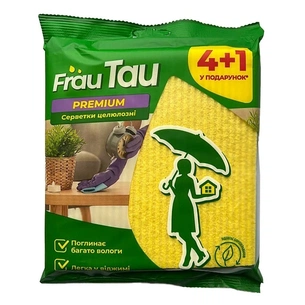 Серветки для прибирання Frau Tau Преміум Целюлозні 4+1шт. (4820263230640) зображення 1