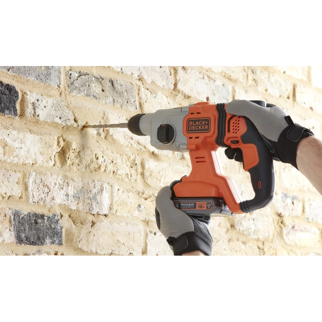Перфоратор Black&Decker SDS-Plus,18 В, 2Ah, 1.2 Дж, 3 режими, сумка, 2.2 кг (BCD900D1S) - зображення 6