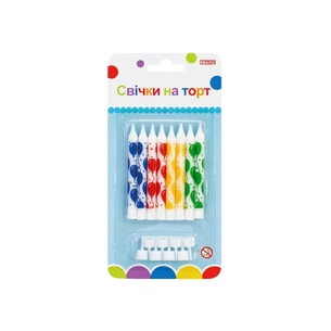 Свічка Maxi 8 шт. на торт, 8 см; 8 підставок для свічок (MX627047.F01) зображення 1