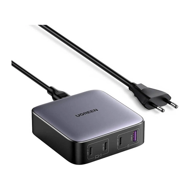 Зарядний пристрій Ugreen 4xUSB 100W (3xType-C+USB A QC3) GAN Charger Nexode Series Black CD328 (90928) - зображення 1