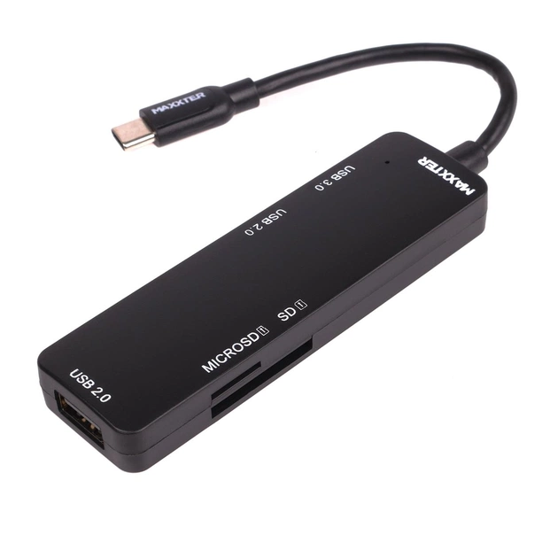 USB-хаб Maxxter USB Type-C 5-в-1 Black (HU3C-3PTF-01) - зображення 1