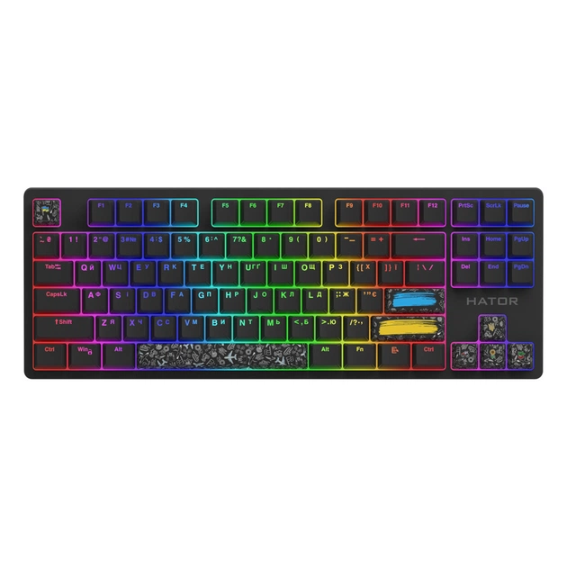Клавіатура Hator Rockfall 2 Mecha TKL Authentic Edition Aurum Milky Way Silent USB Black (HTK-530) - зображення 1