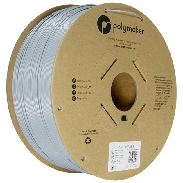 Пластик для 3D-принтера Polymaker ABS POLYLITE 1,75mm 3kg GREY (PE01024) - зображення 1