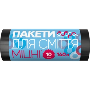 Пакети для сміття Добра Господарочка Міцні чорні 140 л 10 шт. (4820086521789) зображення 1