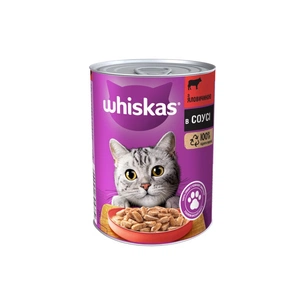 Консерви для котів Whiskas з яловичиною в соусі 400 г (5900951305382) зображення 1