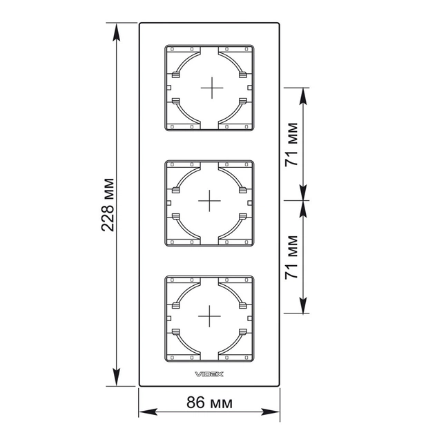 Рамка Videx BINERA чорний алюміній 3 поста (VF-BNFRA3V-B) - зображення 3