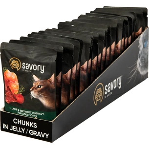 Вологий корм для кішок Savory ягня з буряком у соусі 85 гх22 шт (2700000029367) зображення 1
