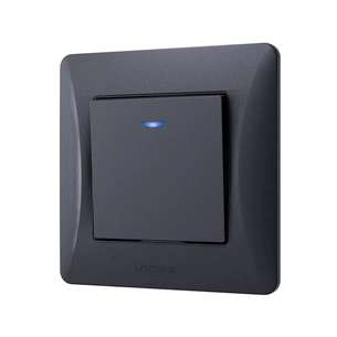 Вимикач Videx BINERA 1кл з підсвічуванням чорний графіт (VF-BNSW1L-BG) изображение 1
