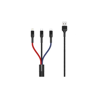 Дата кабель USB 2.0 AM to Lightning + Micro 5P + USB-C 1.2m black XO (XO-NB54-3in1) зображення 1
