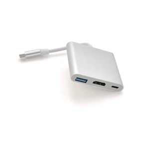 Концентратор Voltronic USB-C 3-in-1 USB 3.0 + USB-C + HDMI 0.1m 4K/2K silver (YT-C-T-C(M)/HDMI(F)/USB3) зображення 1