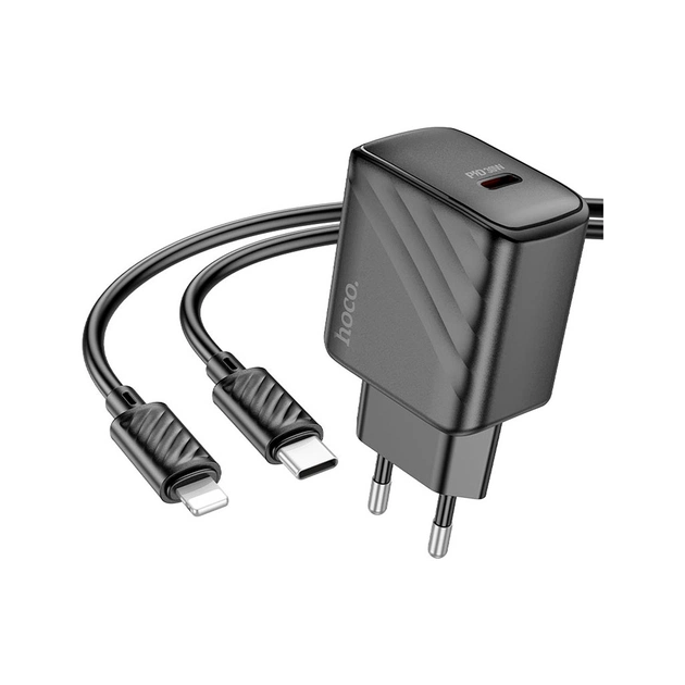 Зарядное устройство HOCO CS22A Value USB-C PD30W + cable USB-C to Lightning Black (6942007609920) - изображение 1