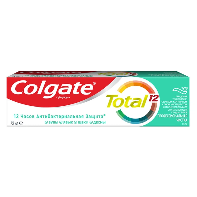 Зубна паста Colgate Total 12 Gel Професійне чищення 75 мл (6920354816888) - изображение 1