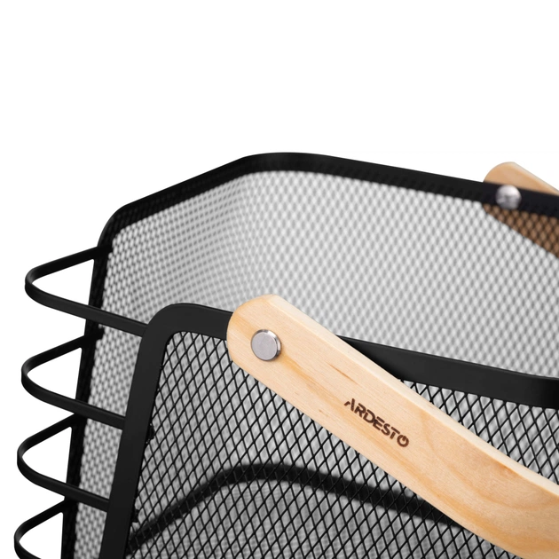 Фруктовниця Ardesto Midori з ручкою 24х23.5х16.1см, метал, дерево, чорний (AR0923B) - picture 4