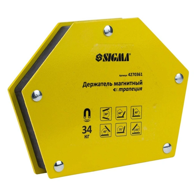 Магніт для зварювання Sigma трапеція 34кг 105x65x65x45мм (30,45,60,75,90,135 °) (4270361) - picture 3