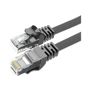 Патч-корд 1м, UTP, сat 6, CU, AWG32, TopSpeed Cable Ethernet RJ45 Splitter Network Flat Cable, Black Essager (EXCWXB-JS01) зображення 1