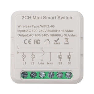 Автоматичний вимикач TUYA Wifi 16A 2-канальный (HS084028) зображення 1