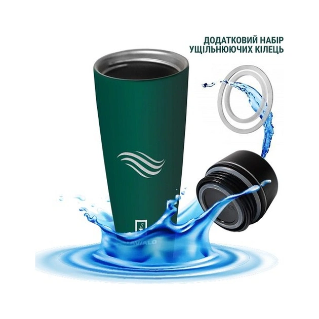 Термокружка Tavialo матовий зелений колір + 2 ущільнювальних кільця 460 мл (190460108) - зображення 4